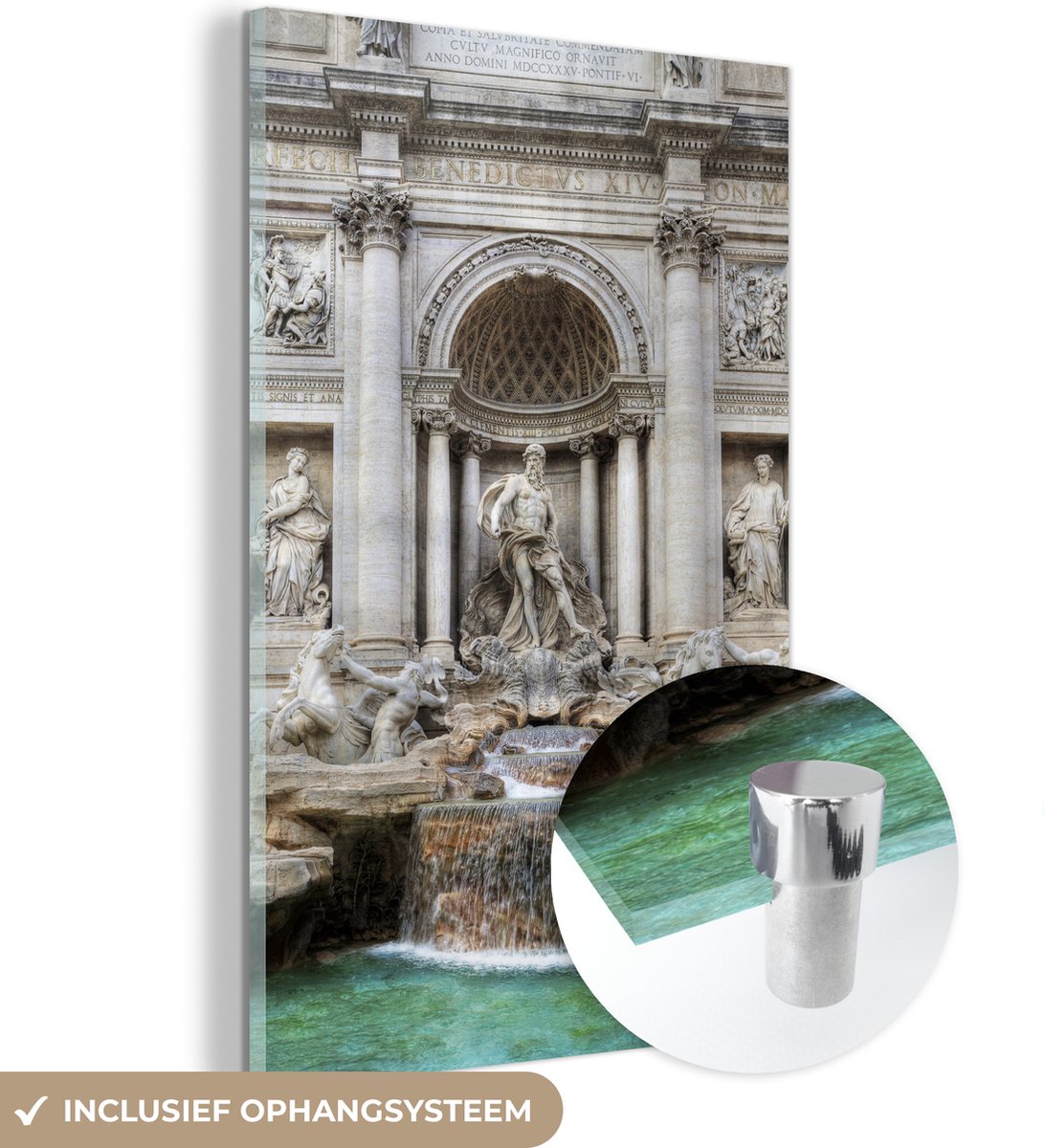 ® Glasschilderij 60x90 cm - Schilderij acrylglas - Standbeelden in de Trevifontein in Rome