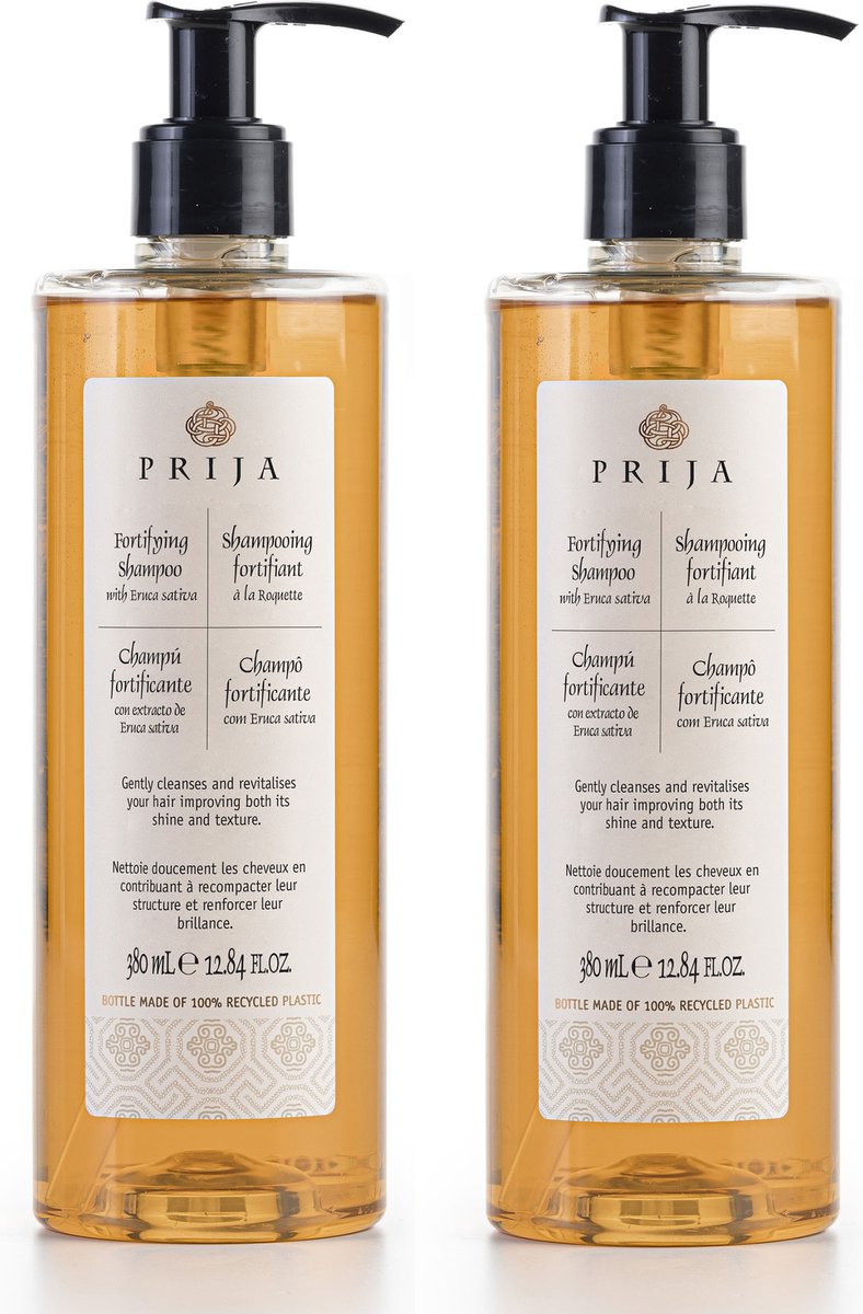PRIJA Regenererende, voedende shampoo met rucola, met pompje, veganistisch, 2x 380 ml