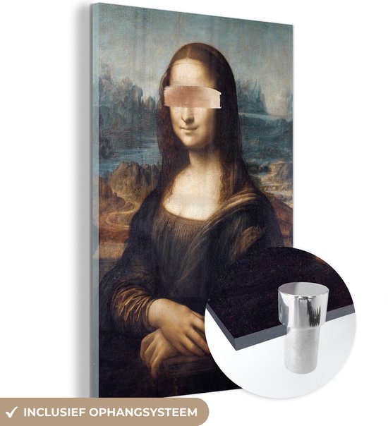 MuchoWow® Glasschilderij 120x180 cm - Schilderij acrylglas - Mona Lisa - Leonardo da Vinci - Brons - Foto op glas - Schilderijen