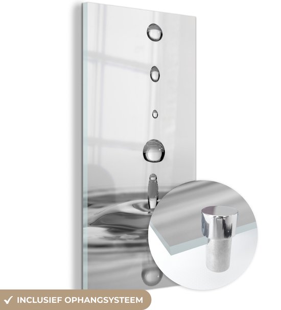 MuchoWow® Peinture sur verre 40x80 cm - Peinture sur verre acrylique - Cinq gouttes qui tombent - Photo sur verre - Peintures