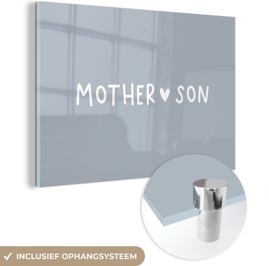 MuchoWow® Glasschilderij 180x120 cm - Schilderij acrylglas - Cadeau - Zoon - Quotes - Mama - Mother - Son - Spreuken - Foto op glas - Schilderijen