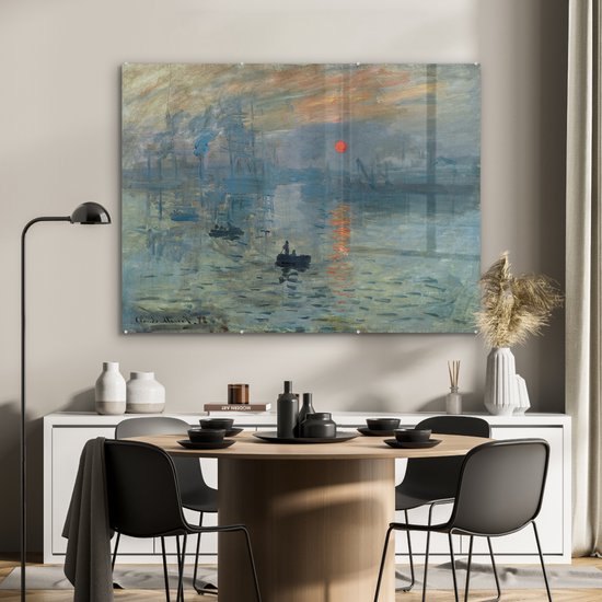 MuchoWow® Peinture sur verre - Le Soleil Levant - Peinture de Claude Monet - 120x90 cm - Peintures sur verre acrylique - Photo sur Glas
