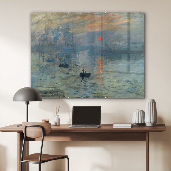 MuchoWow® Peinture sur verre - Le Soleil Levant - Peinture de Claude Monet - 120x90 cm - Peintures sur verre acrylique - Photo sur Glas
