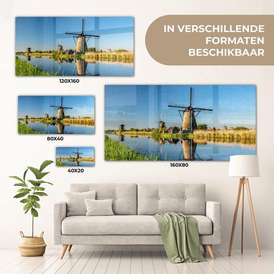 Peinture sur Verre - Moulin à Vent - Printemps - Pays- Nederland - 160x80 cm - Peintures sur Verre Peintures - Photo sur Glas