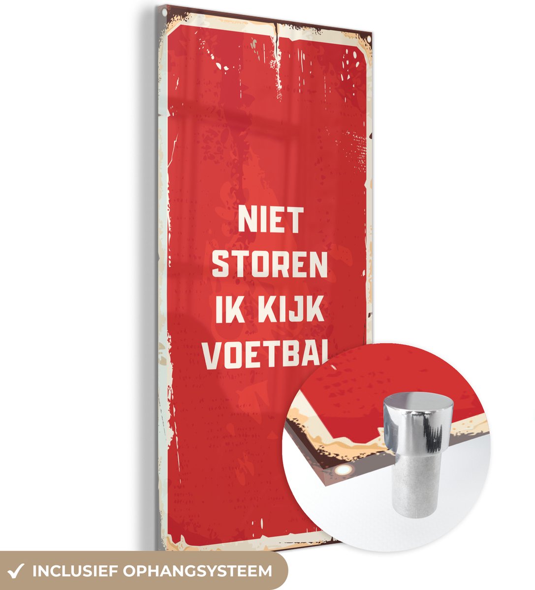 ® Glasschilderij 40x80 cm - Schilderij acrylglas - Quotes - Spreuken - Niet storen ik kijk voetbal - Voetbal - Foto op glas - Muurdecoratie woonkamer - Wanddecoratie slaapkamer - Schilderijen