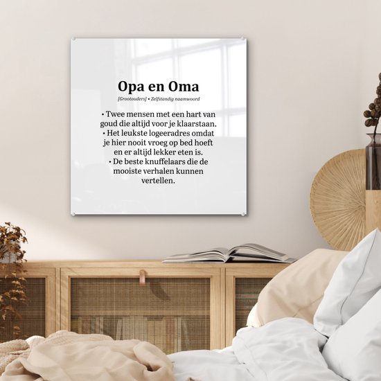 MuchoWow® Peinture sur verre 50x50 cm - Peinture sur verre acrylique - Citations - Dictons - 'Grand-père et grand-mère' - Photo sur verre - Peintures