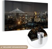 MuchoWow® Glasschilderij 120x60 cm - Schilderij acrylglas - Skyline van Bombay - Foto op glas - Schilderijen