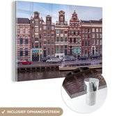 MuchoWow® Peinture sur Verre - Canal Houses à Amsterdam - 150x100 cm - Peintures sur Verre Acrylique - Photo sur Glas