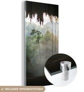 MuchoWow® Glasschilderij 40x80 cm - Schilderij acrylglas - Natuurlijke grot in het regenwoud van Maleisië - Foto op glas - Schilderijen