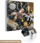 MuchoWow® Peinture sur verre 90x90 cm - Peinture sur verre acrylique - Gros plan sur les décorations de Noël du sapin - Photo sur verre - Peintures