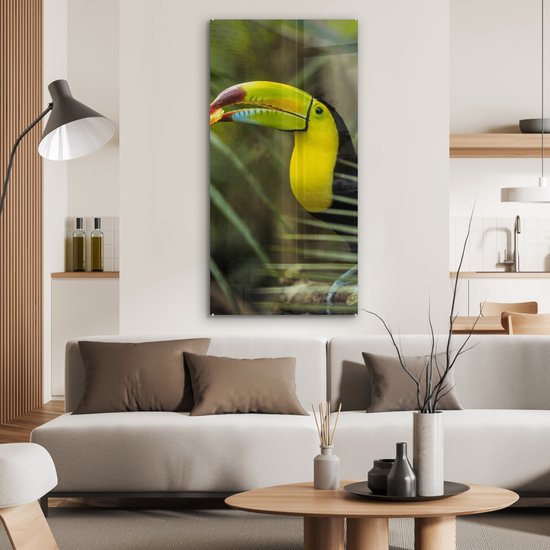 MuchoWow® Peinture sur Verre - Toucan - Feuilles - Branche - 60x120 cm - Peintures sur Verre Acrylique - Photo sur Glas