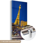 MuchoWow® Glasschilderij 20x40 cm - Schilderij acrylglas - Strip - Las Vegas - Amerika - Foto op glas - Schilderijen