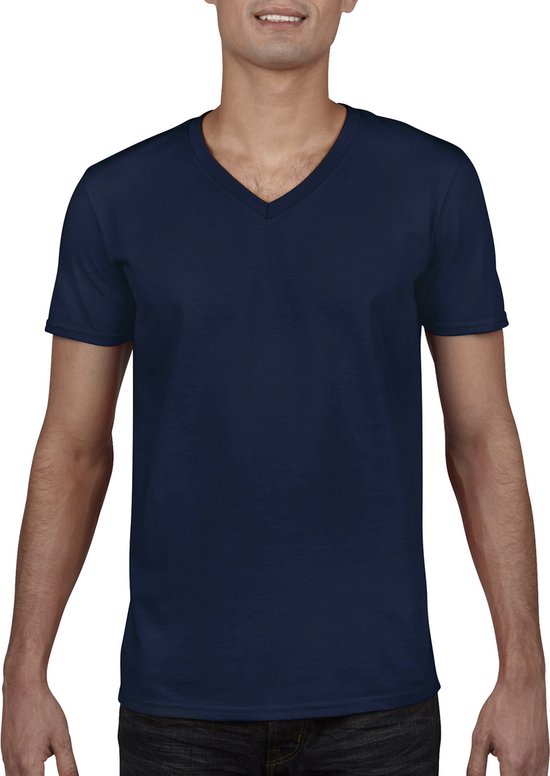 Herenshirt Softstyle® V-Neck merk Gildan Navy Blue - M