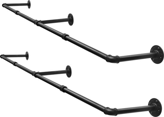 90 cm Wandgemonteerde Kledingrail - Industriële Metalen Kledingrail voor Opgeruimde