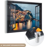 MuchoWow® Glasschilderij 150x100 cm - Schilderij acrylglas - Doorkijk - Italië - Zee - Foto op glas - Schilderijen