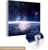 Peinture sur Verre - Terre - Etoiles - Espace - 50x50 cm - Peintures sur Verre Peintures - Photo sur Glas