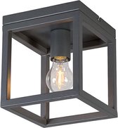 QAZQA cage - Moderne Plafondlamp - 1 lichts - L 180 mm - Antraciet - Industrieel -  Woonkamer | Slaapkamer | Keuken