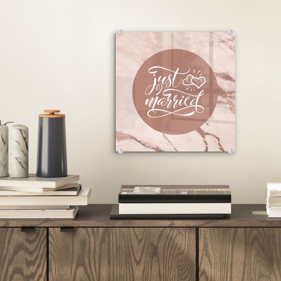 MuchoWow® Peinture sur verre 20x20 cm - Peinture acrylique sur verre - Proverbes - Jeunes mariés - Mariage - Citations - Photo sur verre - Peintures