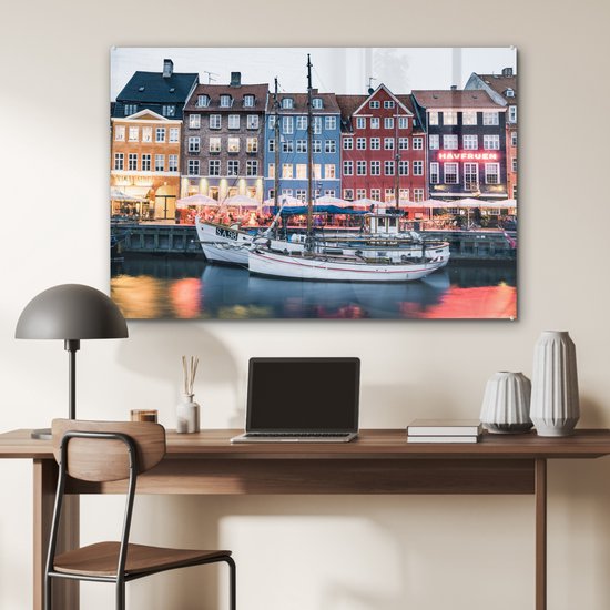 Copenhagen by night Glass 90x60 cm - Tirage photo sur verre (Décoration murale en plexiglas)
