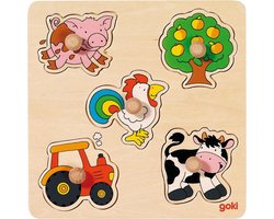 foto van Goki Houten Noppenpuzzel Boerderij (of andere puzzel met grote noppen)