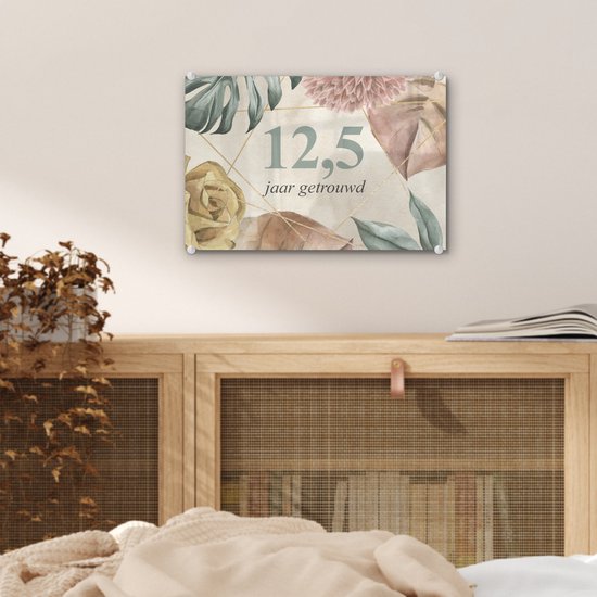 Peinture sur verre - Mariage - 12,5 ans - Design - 30x20 cm - Peintures Plexiglas