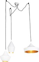 QAZQA depeche - Moderne Hanglamp voor boven de eettafel | in eetkamer - 3 lichts - Ø 110 cm - Wit -  Woonkamer