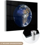 MuchoWow® Glasschilderij 160x120 cm - Schilderij acrylglas - Satellietbeeld van Afrika - Foto op glas - Schilderijen