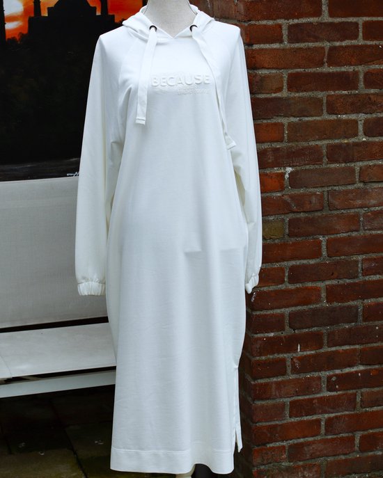 Dames mode - Hijab Kleiding - Dames Tuniek - Sweatshirt - Met hodie - Maat XL - Kleur wit