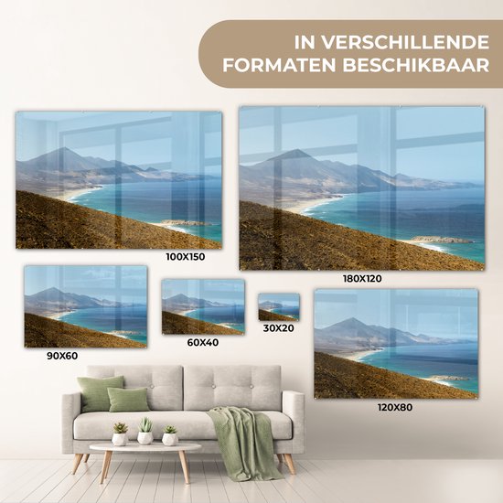 MuchoWow® Peinture sur verre - Vue depuis Degollada de Pecenescal sur la plage de Fuerteventura - 30x20 cm - Peintures sur verre acrylique - Photo sur Glas