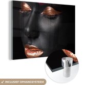 MuchoWow® Peinture sur Verre - Femme - Zwart - Or - 60x40 cm - Peintures sur Verre Acrylique - Photo sur Glas