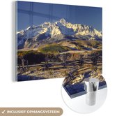 MuchoWow® Glasschilderij 60x40 cm - Schilderij acrylglas - Noord-Amerikaanse Mount Wilson in de winter - Foto op glas - Schilderijen