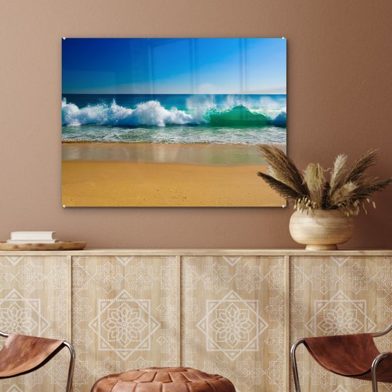 MuchoWow® Peinture sur verre 80x60 cm - Peinture sur verre acrylique - Mer - Golf - Plage - Photo sur verre - Peintures