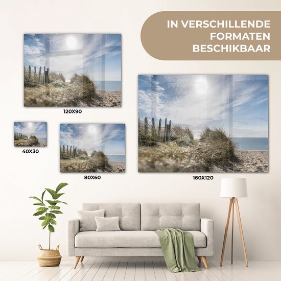 MuchoWow® Tableau sur verre 40x30 cm - Tableau sur verre acrylique - Soleil - Nuages ​​- Plage - Photo sur verre - Décoration murale salon - Décoration murale chambre - Peintures