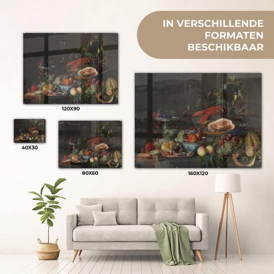 MuchoWow® Peinture sur verre - Nature morte au homard - peinture de Jan Davidsz de Heem - 120x90 cm - Peintures sur verre acrylique - Photo sur Glas
