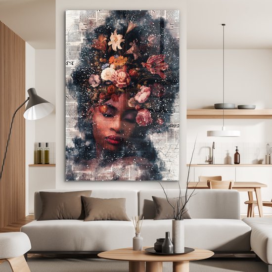 Peinture sur Verre - Femme - Peinture - Fleurs - 120x180 cm - Peintures sur Verre Peintures - Photo sur Glas