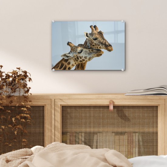 Peinture sur Verre - Girafes - Animaux - Ciel - 30x20 cm - Peintures Plexiglas