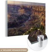 MuchoWow® Glasschilderij 30x20 cm - Schilderij acrylglas - Zonsondergang in het Nationaal park Grand Canyon in de Verenigde Staten - Foto op glas - Schilderijen
