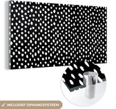 MuchoWow® Glasschilderij 40x20 cm - Schilderij acrylglas - Zwart - Wit - Patronen - Stippen - Foto op glas - Schilderijen