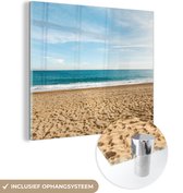 MuchoWow® Glasschilderij 20x20 cm - Schilderij acrylglas - Strand - Zand - Zee - Foto op glas - Schilderijen