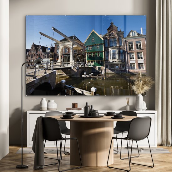 Peinture sur Verre - Alkmaar - Pont - Maisons - 180x120 cm - Peintures sur Verre Peintures - Photo sur Glas
