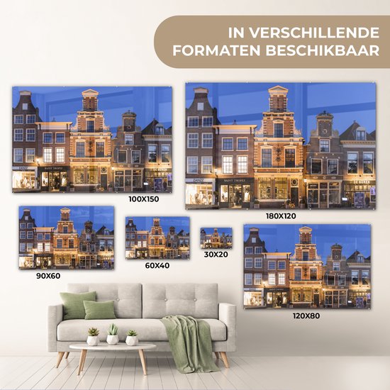 Peinture sur Verre - Alkmaar - Soir - Maisons - 60x40 cm - Peintures sur Verre Peintures - Photo sur Glas