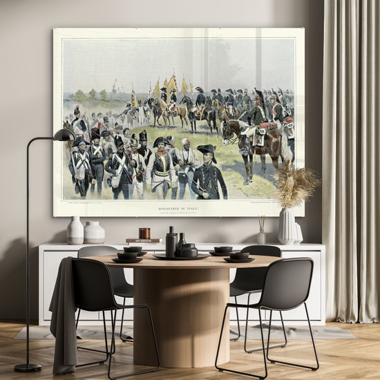MuchoWow® Peinture sur Verre - Illustration de Napoleon Bonaparte avec une Armée - 160x120 cm - Peintures sur Verre Acrylique - Photo sur Glas