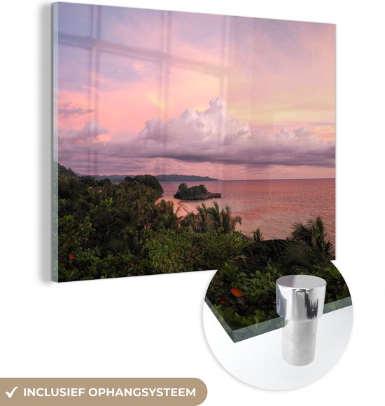 MuchoWow® Glasschilderij 40x30 cm - Schilderij acrylglas - Zonsopkomst bij het eiland Boracay in de Filipijnen - Foto op glas - Schilderijen