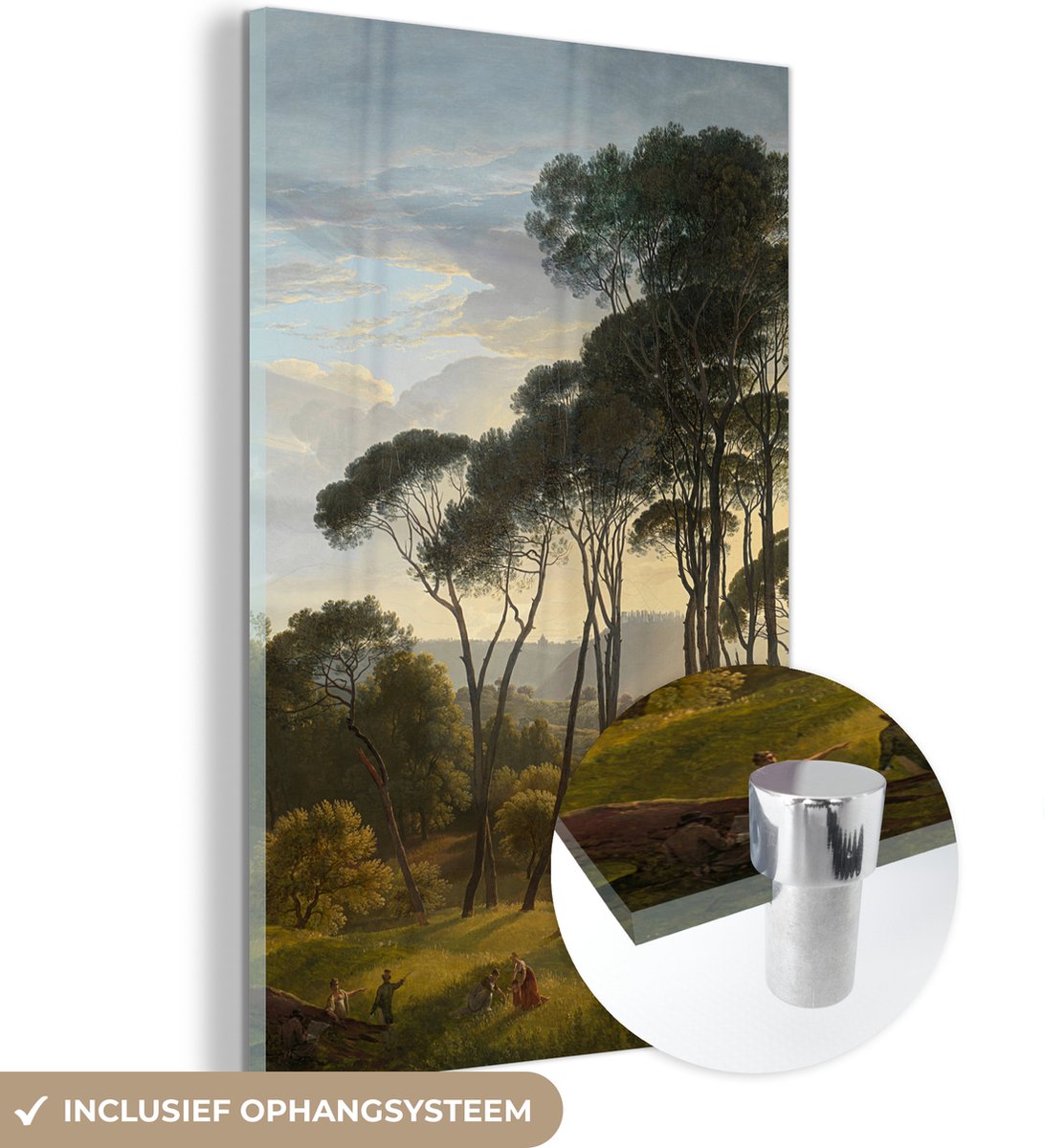 ® Glasschilderij 20x30 cm - Schilderij acrylglas - Italiaans landschap met parasoldennen -