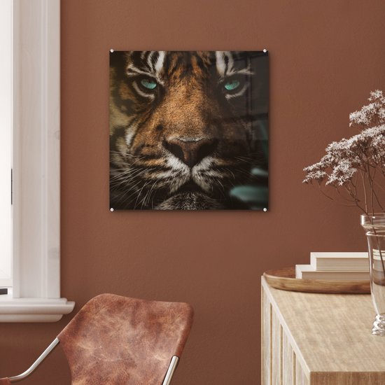 MuchoWow® Peinture sur verre - Animaux - Tigre - Sauvage - 50x50 cm - Peintures sur verre acrylique - Photo sur Glas