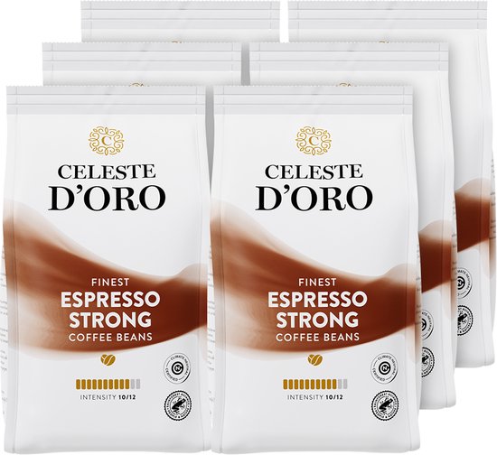 Celeste d’Oro - Finest Espresso Strong - Koffiebonen - Arabica en Robusta - Espresso Koffie - Voor Ieder Moment - 6 x 250g