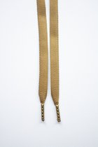 Schoenveters plat - uni bruin groen - 120cm - bronzen nestels veters voor wandelschoenen, werkschoenen en meer