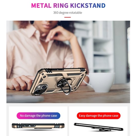 Apple iPhone 14 plus Goud Back Cover Phone Case - Anneau robuste