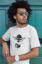 Rick & Rich - T-Shirt Yoda Realistic 2 - T-Shirt Star Wars - Wit Shirt - T-shirt met opdruk - Shirt met ronde hals - T-shirt Man - T-shirt met ronde hals - T-shirt maat L