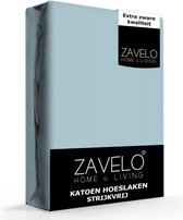 Zavelo Hoeslaken Katoen Strijkvrij Blauw - 1-persoons (80x200 cm) - Hoogwaardige Kwaliteit - Rondom Elastisch - Perfecte Pasvorm